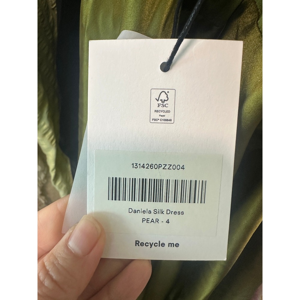 NWT Reformation Daniela Silk Halter Maxi Dress in Pear Satin Evening Gown 4 - Picture 9 of 10
